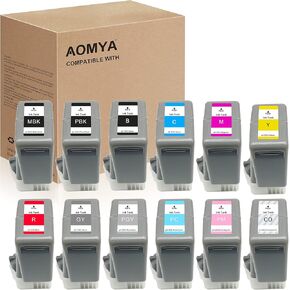 AMOMYA PFI-1000 حبر خرطوشة CANON PFI-1000 12 حزمة الحبر خرطوشة للحبر Canon ImagePrograf Pro-1000 (12 حزمة MBK PBK C M Y R GY B PGY PC PM CO)