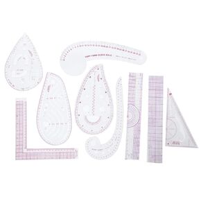 9Pcs Per Set Metric Sewing Ruler Set With Scale Numbers, Multifunctional Curve Stick Tailor Measuring Accessories, Portable Pattern Grading Ruler Dressmaking Drawing For Designe And Tailors