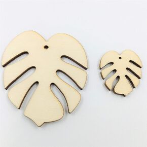 24PCS Wood Monstera Leaf Earring Blanks Laser Cut Shapes for Jewelry Making (Natural, 2'', 1'')