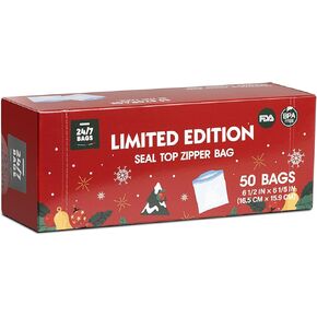 Limited Edition Zipper Seal Bags 100 Count- Happy Birthday ، Quart & Gallon Combo ، Treats ، Candies ، Homeirs and More- 50 Quart/ 50 Gallon