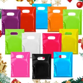 Geyoga 500 PCS أكياس هدايا بلاستيكية صغيرة 6 × 8 بوصات حقائب جيدة مع مقابض عيد ميلاد عيد الفصح فالنتين لحفل الزفاف (متعدد الألوان)