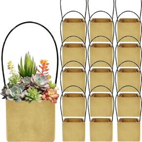 أدويوب 50pcs العصارة تلفيات (يناسب 2 بوصة الأواني) ، أكياس الهدايا النضرة مع مقابض ، كرافت ورقة العلامات النضرة لأفكار دش الطفل الزفاف [لا تشمل النباتات والأواني]