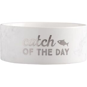 Pearhead Catch of the Day Pet Bowl ، Food Pet Pet أو وعاء مائي ، إكسسوارات تغذية القط ، هدايا مالك الحيوانات الأليفة