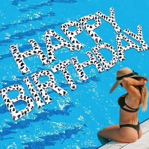13 PCS 20 '' Happy Birthday Pool Pool Print Floating Pool Letters Balloons Cowgirl summer summer party stiptible lefters with 40 dots undingive and pump for summer birth