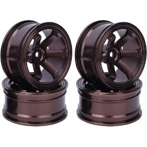 RC Wheel Hub, 4Pcs Aluminium Alloy Wheel Rim Hubs for Universal 1/10 Flat Running Drift RC Car (Coffee)