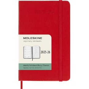 Moleskine Classic 18 Months 2025-2026 Weekly Planner ، الغطاء الصلب ، الجيب (3.5 "× 5.5") ، Scarlet Red ، 208 صفحة