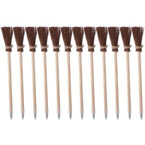 12 Pieces Witch Broom Pencils Black Ink Creative Halloween Party Favors Birthday Gift Smooth Writing Black for Office