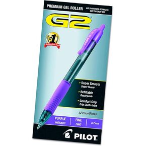 Pilot G2 Premium Rollable و Retractable Rolling Rolling Als ، Fine Point ، Purple Ink ، 12 Count (31029)