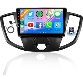 Naifay Android Car Radio for Ford Transit 2013-2019 with Wireless CarPlay Android Auto, 2+32G 9inch IPS Touchscreen Car Stereo for Ford with Bluetooth/FM Audio Receivers/GPS/WiFi/SWC/Split Screen