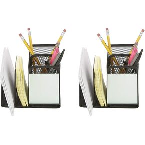 Mind Reader Desk Organizer 5-Compartment, 2-Piece Same Set Supplies and Accessories Storage For Office Desk (BLACK)
