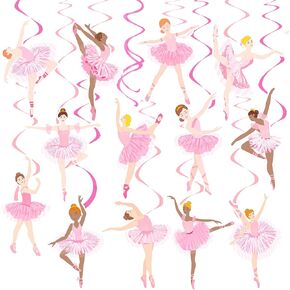 umoni Ballet Girls Hanging Swirls Ballerina Party Hanging Decorations 20PCS Ballerina Birthday Party Ceiling Swirls Decor Ballet Dancer Streamers for Ballet Dancing Girls Baby Shower Supplies