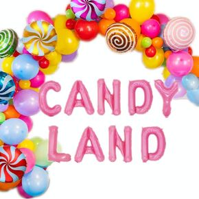 123 PCS Candy Land Balloons Candyland Party Decorations Candy Land Balloons Candy Land Birthday Party Party Decorations Wandy Land Panner Banner Panner for Sweets Candy Party Supplies Decoration