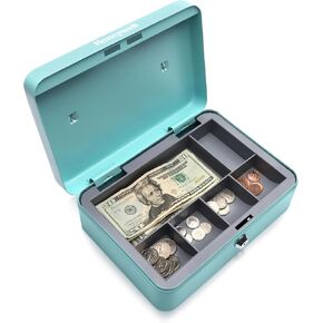 Honeywell Safes & Door Locks 6112TL Standard Steel Cash Box with Key Lock, Teal