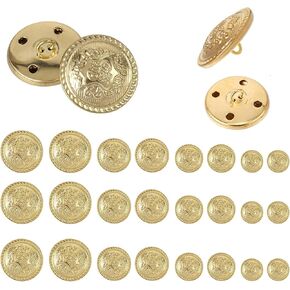 Ouligay 24Pcs Metal Buttons, Gold Blazer Buttons for Blazer, Vintage Brass Buttons, Golden Sewing Buttons for Men Women Coat Uniform Suits Jeans Jacket 15mm 18mm 20mm 25mm