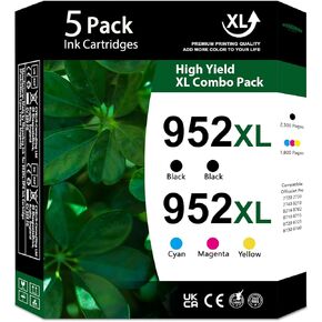 952XL خراطيش حبر عالية العائد Combo متوافق 952 952XL استبدال خرطوشة الحبر HP OfficeJet Pro 7740 7720 8210 8710 8720 8702 8725 الطابعة (5-Pack ، 2Black/1cyan/1magenta/1ylead)