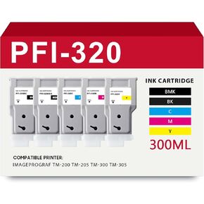 PFI-320 حبر خرطوشة الحبر 300ML 5 حزمة PFI 320 استبدال الحبر لطابعة Canon PFI-320 PFI320 لـ ImagePrograf TM-300 TM-305 TM-200 TM-205 (Matte Black Black Magenta Yellow)
