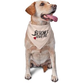 "B*tches Love Me" Dog Bandana ، وشاح قابل للتعديل ، مثلث قابلة للغسل ، منديل للحيوانات الأليفة ، وملحقات وشاح للحيوانات الأليفة الدعامة ، والكلاب اللطيفة اللطيفة (أسود)