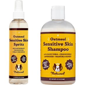 Natural Dog Company Sensitive Skin Shampoo and deodorizing Spray Grooming Bundle, Includes (1) Sensitive Skin Shampoo 12 Oz, (1) Sensitive Skin Dog deodorizing Spray 8 Oz