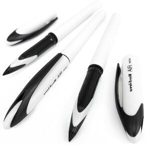Uni -Ball Air Micro - 0.5mm rollerball - الحبر الأزرق - برميل أبيض - 6 حزمة