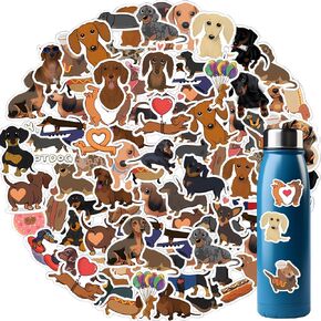 Giantree 60 Pcs Cute Dachshund Dog Stickers for Water Bottles, PVC Waterproof Sausage Pet Dogs Stickers for Dog Lovers Gift DIY Tag Phone Case Laptop Scrapbook Skateboard Helmet Dog House Decoration