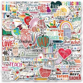 110pcs ملصقات المعلمين مضحكة ملصقات جماليات الفينيل لزجاجات المياه ، اليوميات ، أجهزة الكمبيوتر المحمولة ، الأمتعة ، سجلات القصاصات ، الدراجات البخارية ، شارات الكرتون ، هدية للمعلمين.