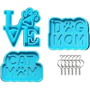 قوالب راتنج علامة الكلب سلسلة مفاتيح السلسلة السيليكون مع حلقات مفتاح 6pcs لحرف DIY الحرف الايبوكسي