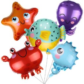 BLMHTWO 5 PCS SEA SEAIN PALOONS ، تحت البالونات البحرية احباط الحفلات زخارف البحر