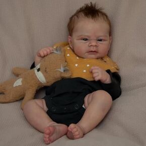 Angelbaby Realistic Reborn Baby Doll Boy Real Life New Born Baby 17 Inch Soft Body Cute Real Babies Feel Reborn Preemie Handmade Silicone Doll with Accessories Gift Set