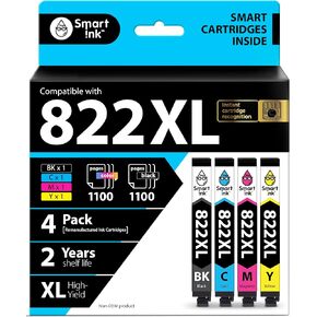 استبدال خرطوشة الحبر الذكية المعاد تصنيعها لـ EPSON 822XL 822 XL T822XL لاستخدامها مع طابعات WF-3820 WF-4820 WF-4830 WF-4834 Properce Pro Printers (BK & C/M/Y ، 4 Combo Pack)