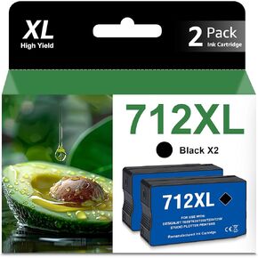 إعادة تصنيع 712 استبدال خرطوشة الحبر لـ 712XL DesignJet Ink أسود 3ed70a لـ DesignJet T650 ، DesignJet T630 ، DesignJet T230 ، DesignJet T210 ، DesignJet T250 ، طابعات الاستوديو (2 BK)