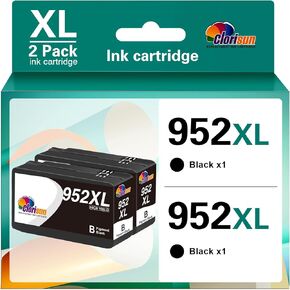 Clorisun 952 952XL Compatible for HP 952XL Black Ink Cartridges Combo Pack 952 XL Ink Cartridges for HP Printers OfficeJet Pro 8710 Ink Cartridges 7740 8720 8715 8210 8740 8702 7720 8725(2 Black)