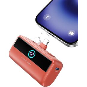 INIU Mini Portable Charger, 5500mAh Power Bank with Build-in USB-C Connector, 22.5W PD Fast Charging USB C in&Out Battery Pack, External Phone Charger for iPhone 16/15, Samsung S23 S22, Google etc