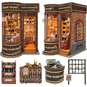 DIY Miniature Magic Series Kit Booknook Kit ، Dollhouse Tiny House Model Decornflesh Decor ، مع LED Light and Dust Cover ， للبالغين والمراهقين ، الهدايا للعائلة ، الأصدقاء （Magic Shop）