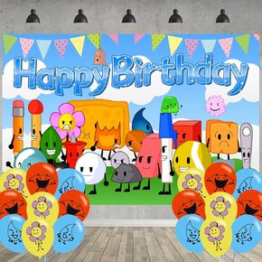 Battle-Dream Birthday Party Decoration,Island Party Photo Background 5 x 3 FT and 18 Pcs Balloon,Parton Merch Party Backdrop Supplies