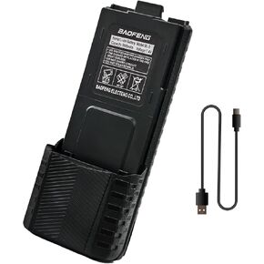 BAOFENG BF-F8HP Radio Battery Extended 3800mAh Type-C Charging Black Replacement for New Version for BF-F8 Rechargeable BL-5 Ham Radio Battery with Cable