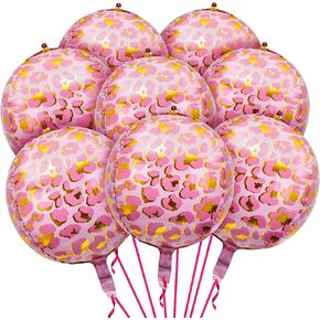 Geelin 8 PCS Baloons Leopard Pink Cheetah Balloons Jungle Leopard Print Wild Decoration Zoo Supplies لعيد الميلاد (أسلوب مستدير)