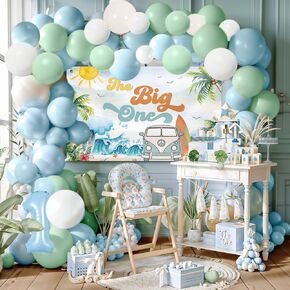 Mehofond The Big One One First Decorts ، Surf 1st Birthday Party Decorations Supplies ، Boy 1st Wave First ، Retro Sand Summer Beach Surfs up Pool Fishing Baloons Arch Kit