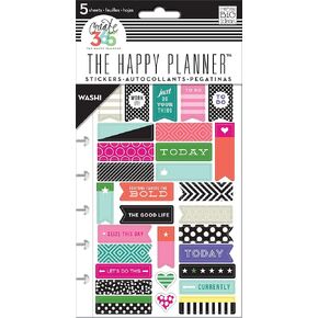 me & my Big Ideas Create 365 The Happy Planner Washi Sticker Pack, 5 Sheets