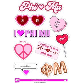 Phi Mu - Sticker Sheet - Love Theme