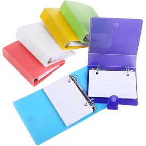 6 PCS Index Card Binder with Dividers,3x5 Inch Index Card Binder,2 Rings Card Binder Organizer Binder Notebook with 50 Pages Sheets for Office Home Elementary School Classroom