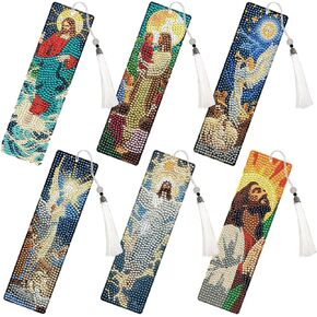 Jesus Diamond Painting Bookmarks - 6 Pcs DIY Christian Diamond Art Bookmarks Religious Gem Art Craft Kits Birthday Holiday Inspirational Gift for Reading Lovers Adults Beginners Teacher