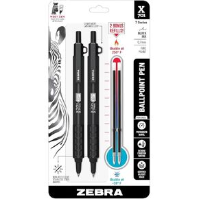 Zebra X -701 PEN التكتيكي - حزمة من 2 أقلام نقطة السحب من الفولاذ المقاوم للصدأ مع 2 عبوات