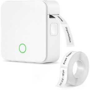 Rechargeable Label Maker Machine with Tape, P0 Portable Bluetooth Mini Label Printer, Small Thermal Labeling Machine Easy to Use for Home Office School Organization Battery Included White
