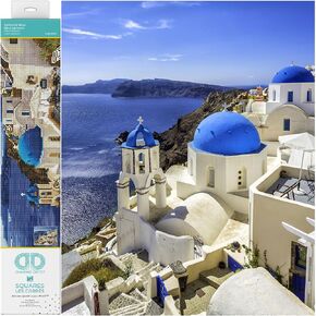 Diamond Dotz Santorini Blue Diamond Painting Kits للبالغين - مجموعات فن الماس أكياس حرفة إبداعية مريحة مع Dotz Gems 20.5x16.5