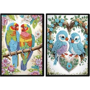 Jishshay 2 PCS Diamond Art Notebook Journal Diamond Painting Note Book Gem Art Sketchbook GEM Painting Moosaic Kits للبالغين دفتر ملاحظات فارغ مع تدريبات خاصة 14.5 × 21 سم/5.7 × 8.26 بوصة