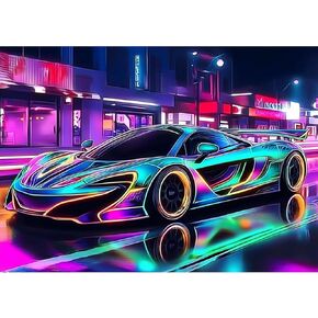 MXJSUA Sports Car 5D مجموعات الطلاء الماس للبالغين ، وأطقم فن الماس للمبتدئين ، DIY كامل الجولة Dior Dots مجموعات فنون جوهرة للمنزل ديكور الجدار 12x16 بوصة
