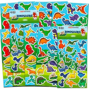 Crenstone Dinosaur Stickers Party Supplies Pack for Kids ~ أكثر من 150 ملصقًا للديناصور (8 صفائح ملصق