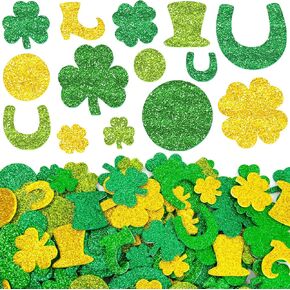 ملصقات الرغوة يوم Glitter St Patrick تشكل ملصقات ملصقات لماشية ذهبية خضراء للأطفال.