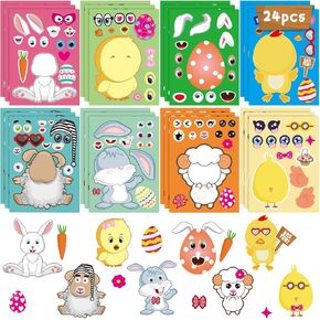 24pcs ملصقات عيد الفصح للطفل ، ملصقات عيد الفصح ، عيد الفصح ، عيد الفصح ، مزرعة ، مزرعة ، فرخ ، فرخ ، فرخ ، فرش ،