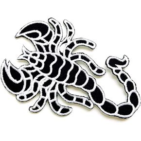 Th Scorpion Insect Black White Biker Rider Chopper دراجة نارية مطرزة من الحديد على التصحيح لقطعة سترات القبع